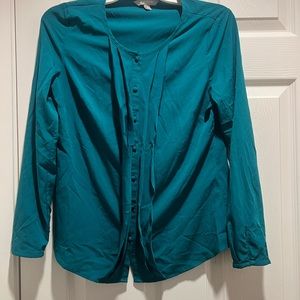 Banana Republic long sleeve button short teal size XS